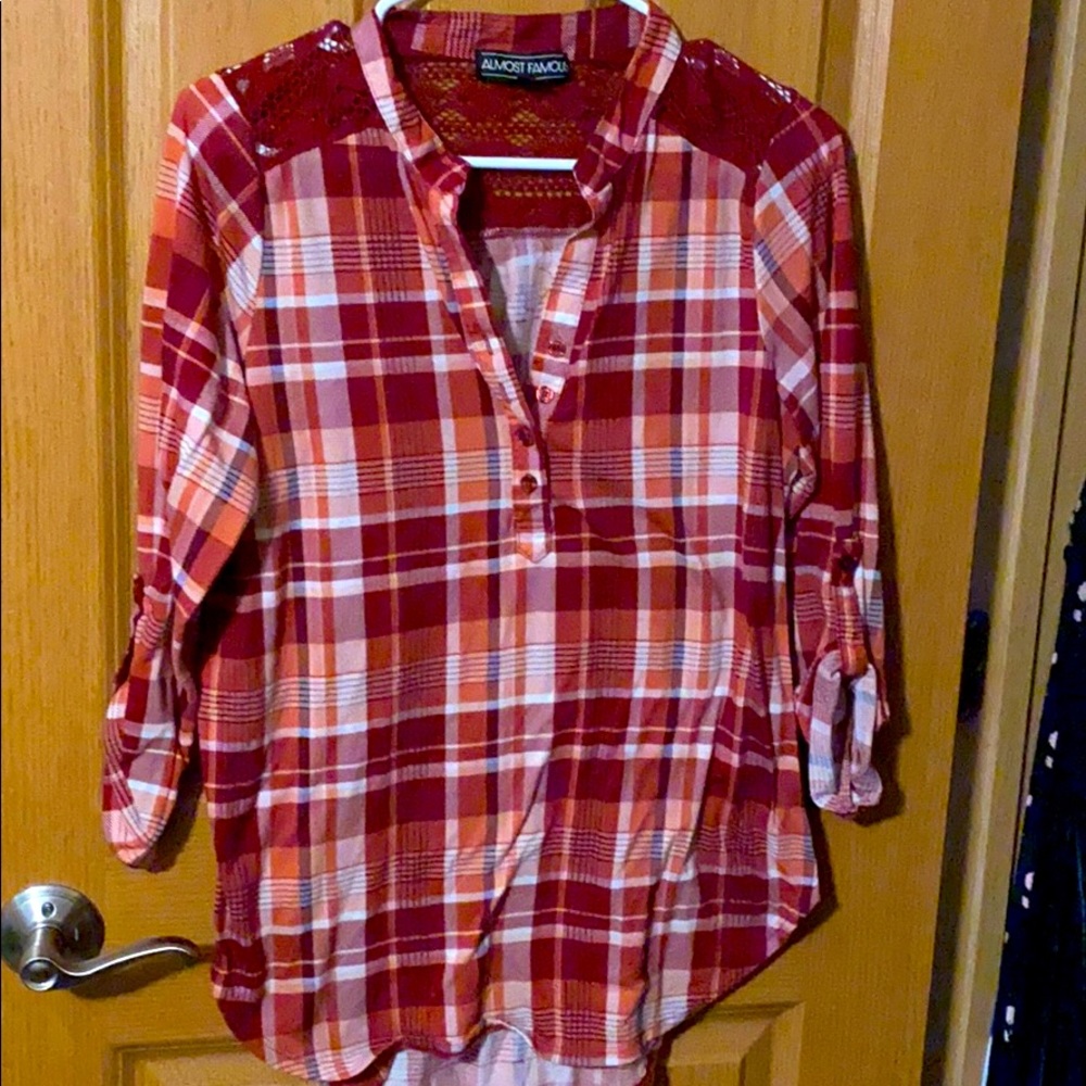 Red and coral lace back flannel